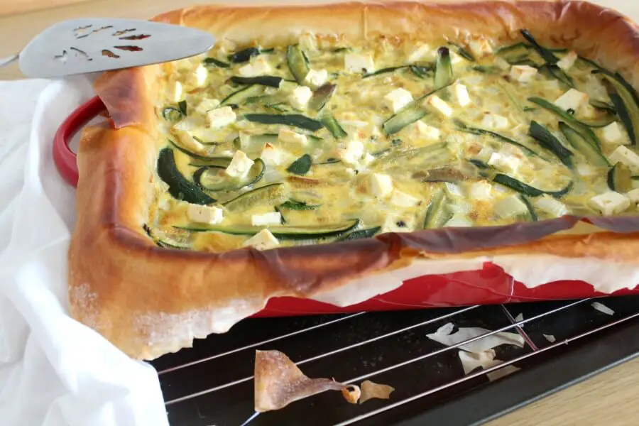 zucchini & feta quiche with phyllo pastry
