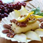 Cream Cheese Appetizer with Poached Pear & Toasted Pecans. A quick & easy recipe that looks and tastes incredible. Your friends & family will be so impressed! Perfect for any occasion | berrysweetlife.com