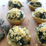 Spinach & Feta Jacket Stuffed Potatoes . Very quick & easy, healthy side dish recipe. Great for the holidays or a weeknight dinner. Really delicious! | www.berrysweetlife.com