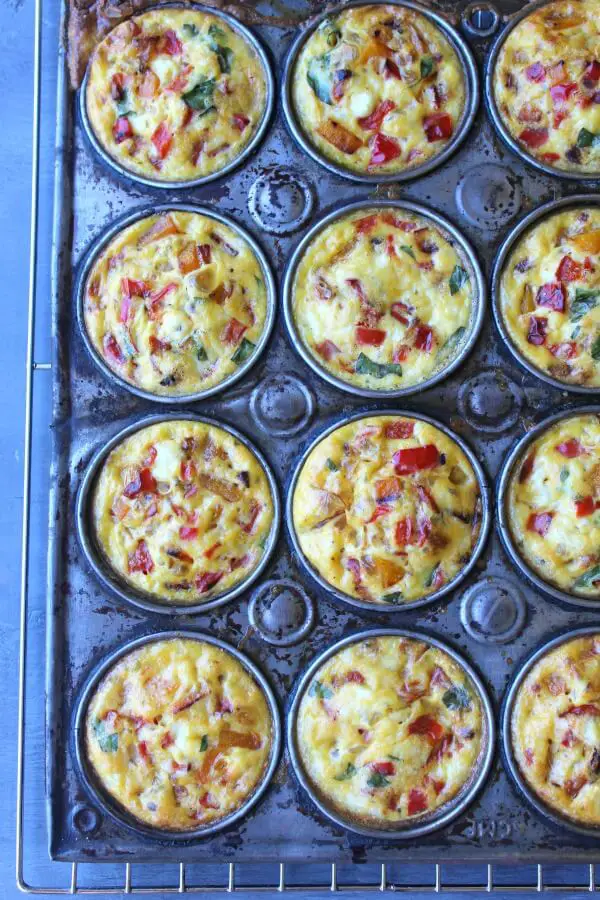 Red Pepper Butternut Basil Egg Muffins. Healthy, delicious breakfast egg muffins that are quick & easy to make. Can be made with any veggies you have on hand | berrysweetlife.com