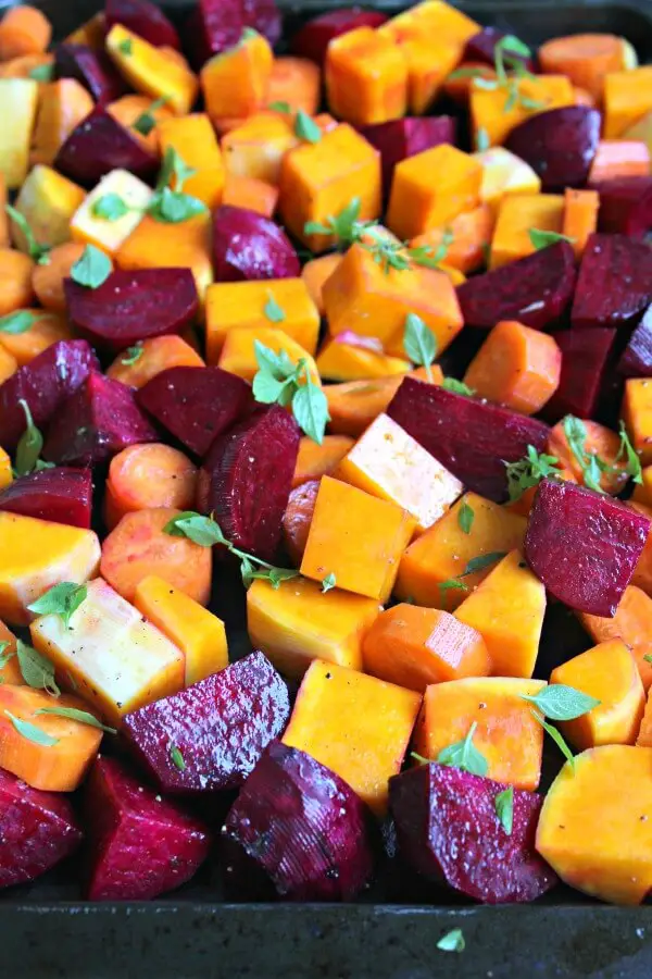Low carb and easy to make, packed with nutrients, this Roast Beet Butternut Basil Goat Cheese Salad is a delicious side dish or light vegetarian meal | berrysweetlife.com