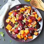 Roast Beet Butternut Basil Goat Cheese Salad. Packed with superfood nutrients, flavour and a feast for the eyes, this is a DELICIOUS, easy salad that will wow your guests | berrysweetlife.com