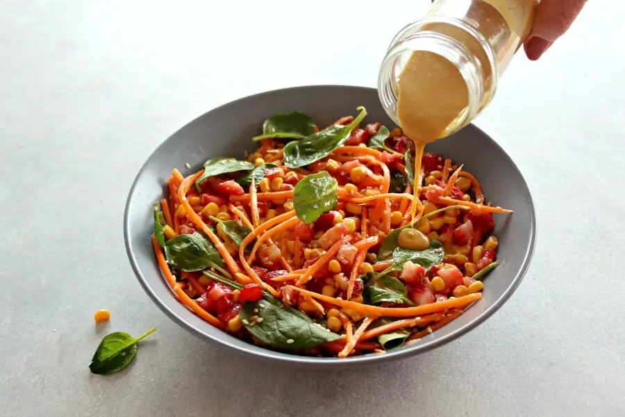 Asian Carrot Salad with Peanut Ginger Dressing