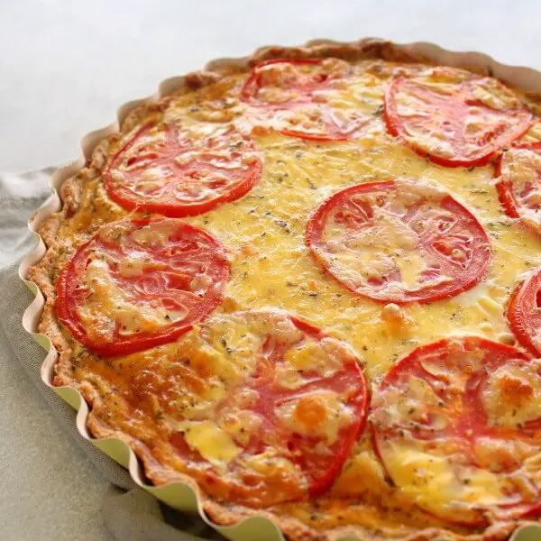 Easy Cheese Crust Tomato Quiche - Berry Sweet Life