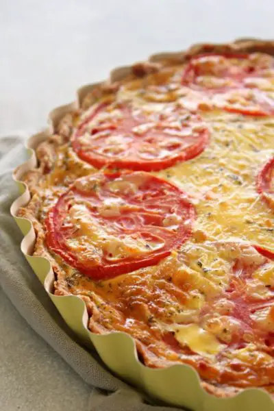 Easy Cheese Crust Tomato Quiche - Berry Sweet Life