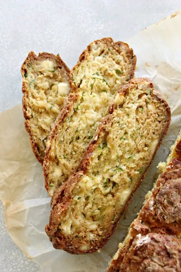 Easy Irish bread that is packed with zucchini and has a crunchy crust, only 6 ingredients, this homemade Simple Zucchini Feta Soda Bread is simply heavenly! | berrysweetlife.com