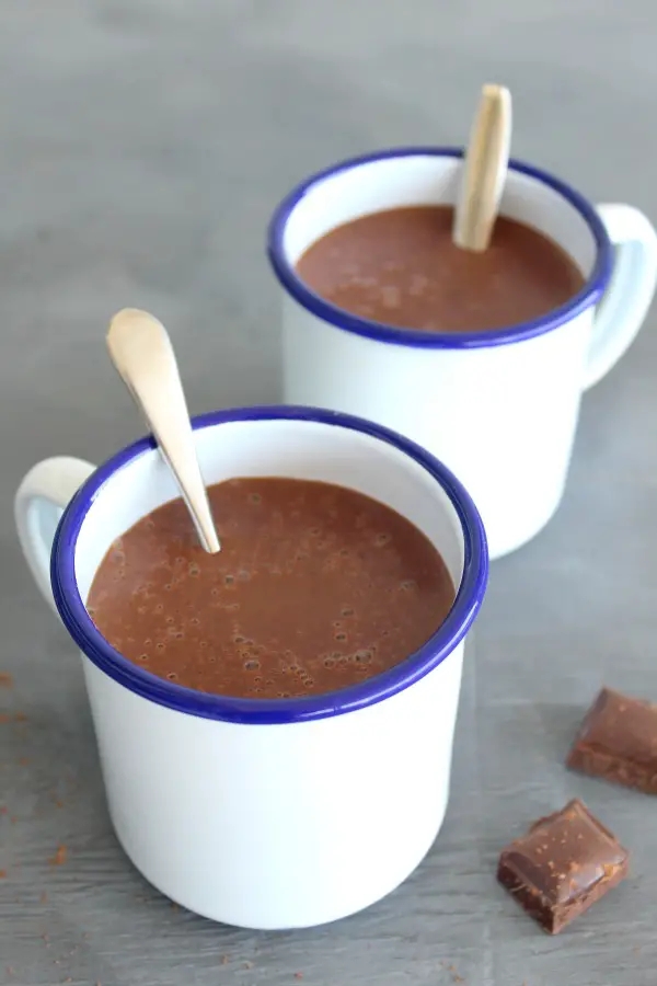 Spicy Thick Healthy Hot Chocolate. The perfect warm and comforting, silky smooth hot chocolate treat, it's quick and easy to make and the whole family will love it. | berrysweetlife.com