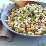 Clean Eating Cucumber Mint Chickpea Salad. A 15 Minute nutrient rich salad that is full of vitamins and protein. A flavourful vegetarian or vegan dish perfect for any occasion | berrysweetlife.com