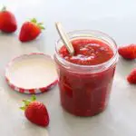 Sugar Free Strawberry Chia Seed Jam. Easy 20 minute, honey sweetened jam, packed with strawberries and chia seeds with a hint of vanilla. This jam is the BEST ever! | berrysweetlife.com