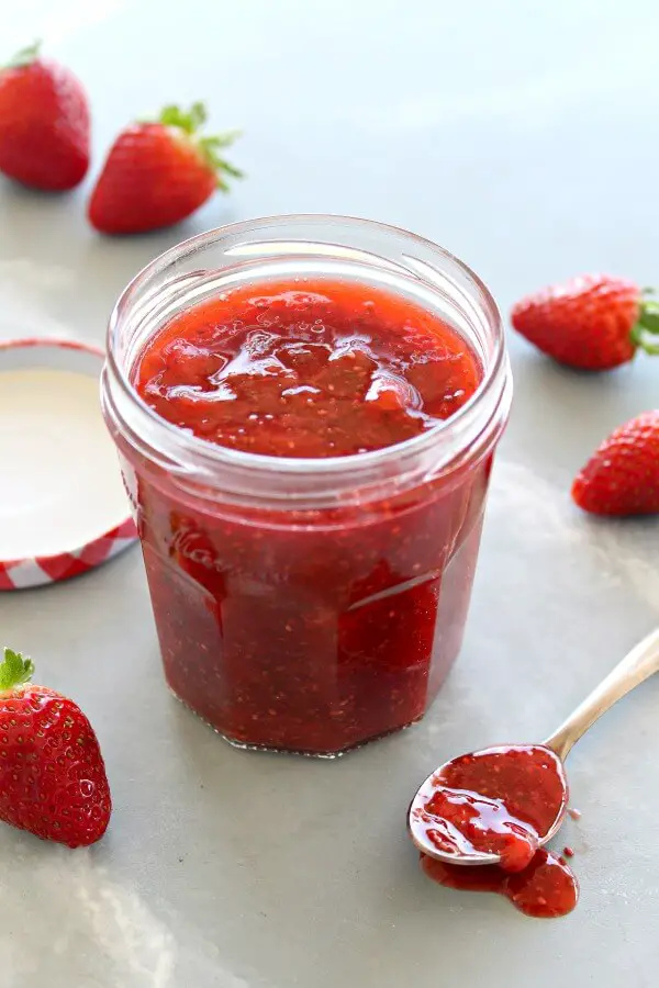 Sugar Free Strawberry Chia Seed Jam. Easy 20 minute, honey sweetened jam, packed with strawberries and chia seeds with a hint of vanilla. This jam is the BEST ever! | berrysweetlife.com