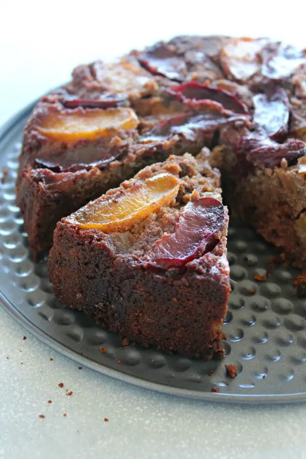 No sugar, gluten or dairy - this vegan Stone Fruit Apple Date Brunch Cake is easy to make, healthy, full of fresh fruit and bursting with flavour! | berrysweetlife.com