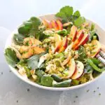 Avocado-Wild Rice Nectarine Chicken Salad. A simple, 15 minute salad that is a complete meal in one bowl. Packed with flavour, creaminess and healthy goodness! | berrysweetlife.com