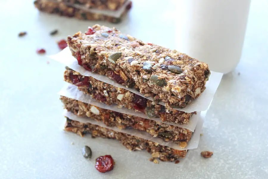 Easy to make, low carb, vegan, sugar free Super Seedy Almond Cranberry Granola Bars that taste wonderful, are crunchy and full of texture, packed with seeds, almonds and cranberries | berrysweetlife.com