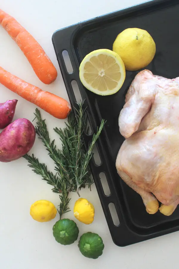 Healthy Lemon Herb Roast Chicken And Veggies recipe delivers crispy skin, juicy, tender and tasty meat with wonderful lemon, rosemary and garlic flavours! | berrysweetlife.com