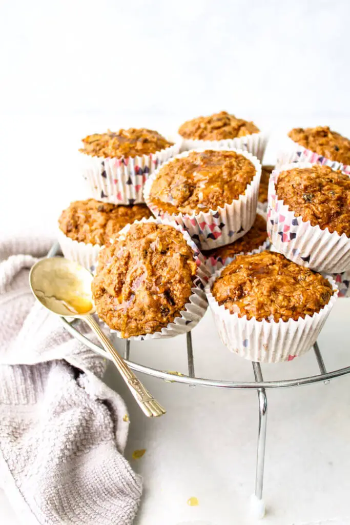 Healthy Morning Glory Muffins on wire wrack