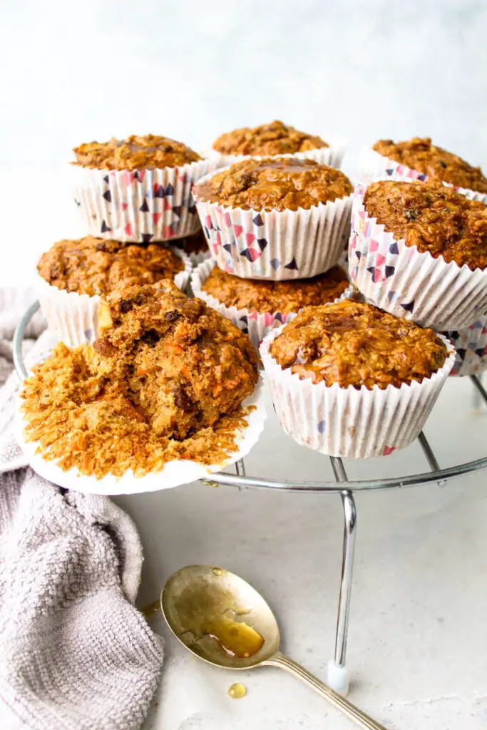 Healthy Morning Glory Muffins on wire wrack
